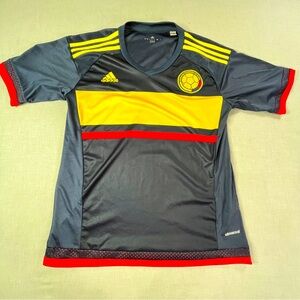 Adidas Colombia Soccer Jersey Men’s Medium Gray Yellow Red 2014 Away ClimaCool